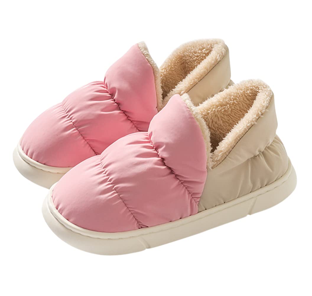 

Euyqs Зимние домашние тапочки, Теплые, Водонепроницаемые, Бесшумные, Моющиеся, Легкие, Повседневные, На липучке (#3 Розовый, Измерение_24_Точка_5_Сантиметров)