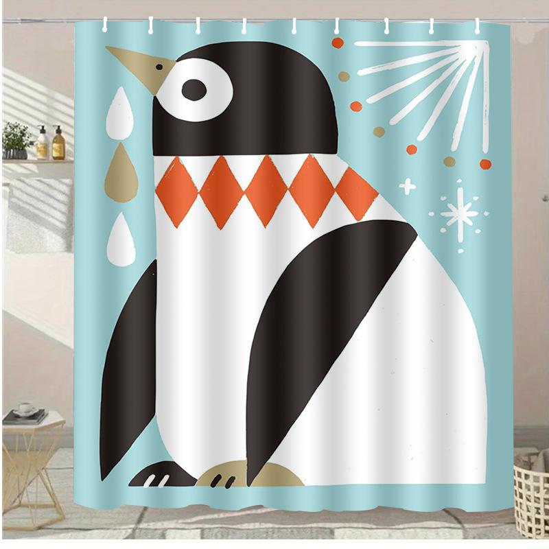 Crocodile Bathing Washable Dirt-Resistant Shower Curtain Shower Head Waterproof Polyester Bath Curtain For Home Decor