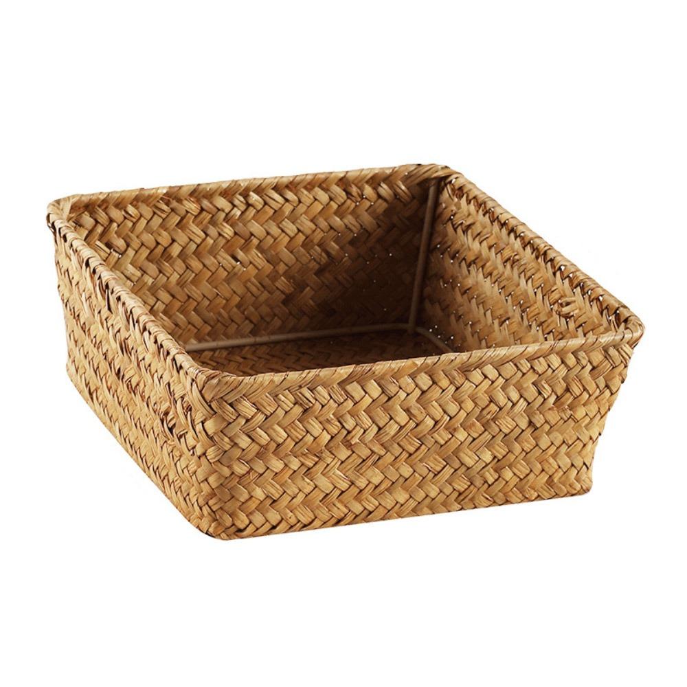 Woven Pattern Storage Basket Grass Vegetables Candy Snacks Display Basket Organizer Rectangle Organization Box Home Shop Hotel