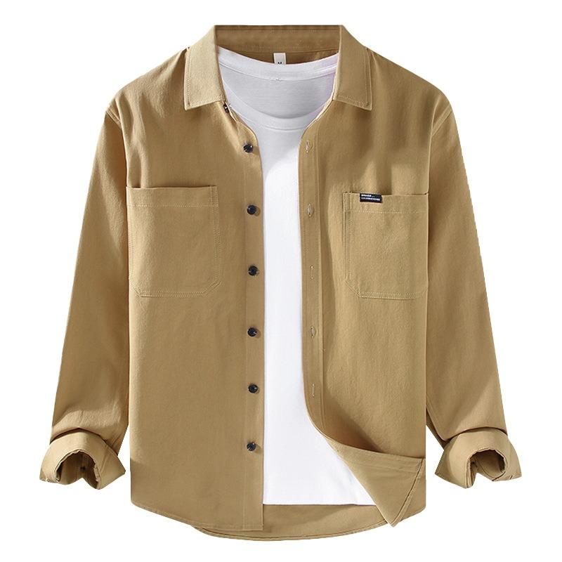 Langärmelige Baumwoll-Freizeit-Locker-Herrenhemdjacke