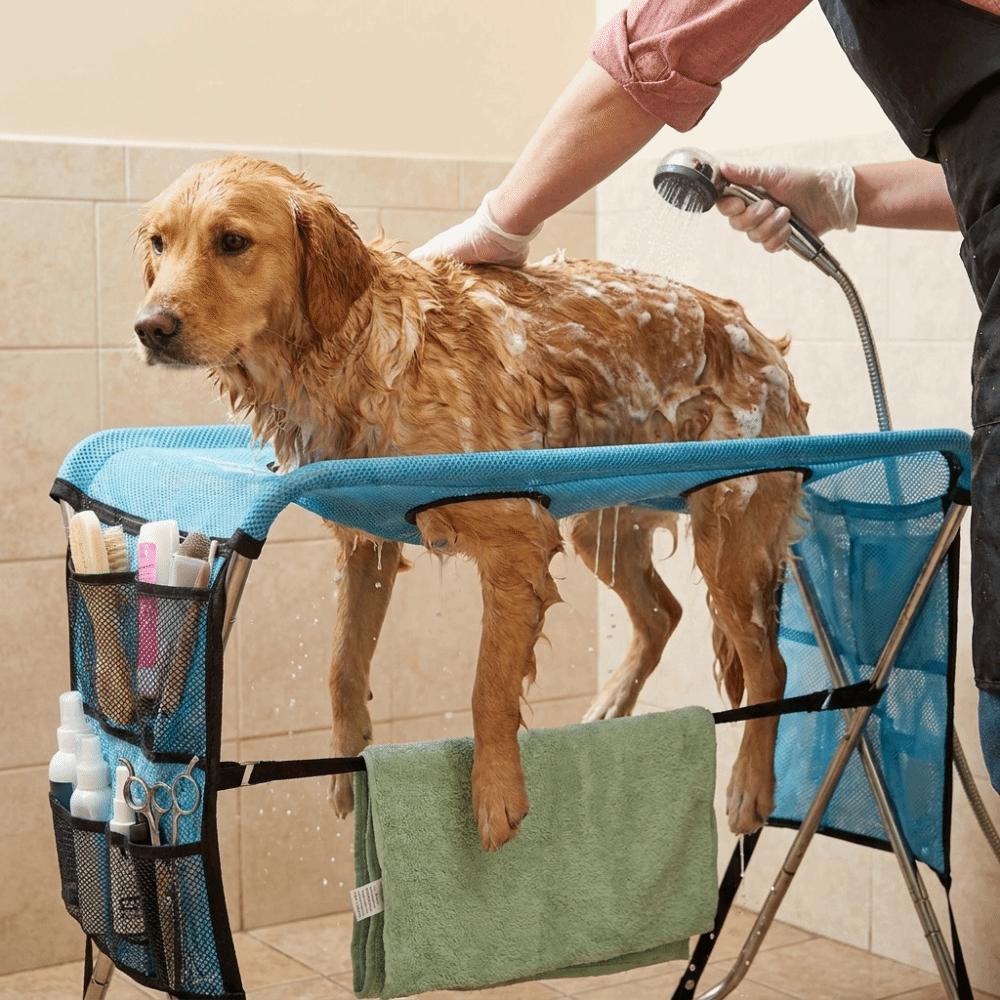Anti-Scratch Pet Bathing Rack Quick Dry Mesh Dog Grooming Table Nail Trimming