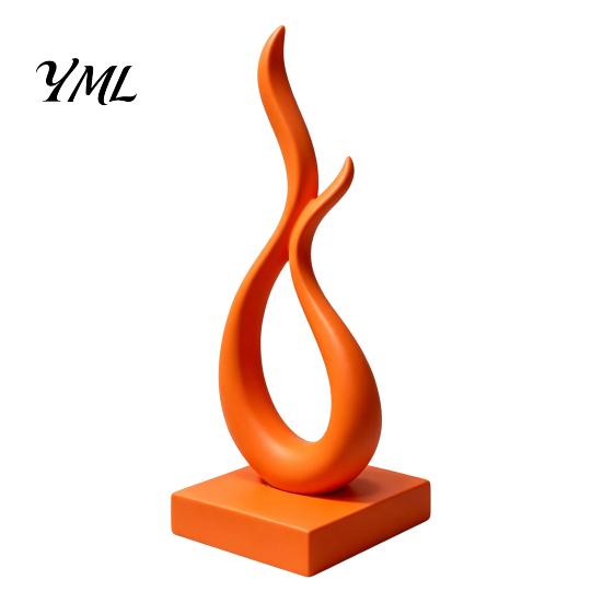 Modern Abstract Flame Sculpture Sculpture, 3D Printed Minimalist Art Statue with Square Base, Contemporary Desk Decorations Elegant Curved Figurine