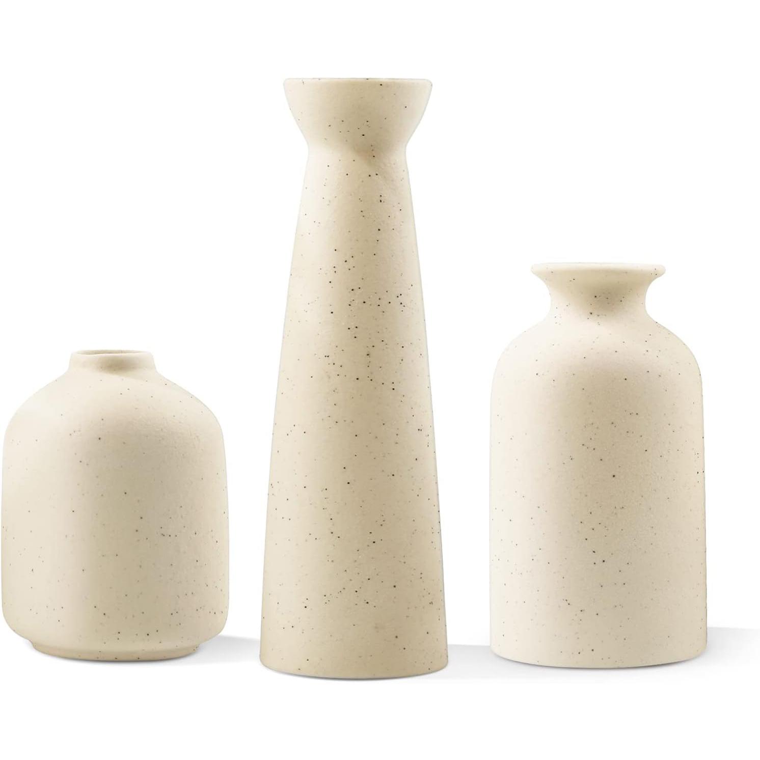 

Ceramic vase Set-3 Small Flower vases for Decor,Modern Boho Farmhouse Home Decor,Decorative vase for Pampas Grass&Dried бежевый