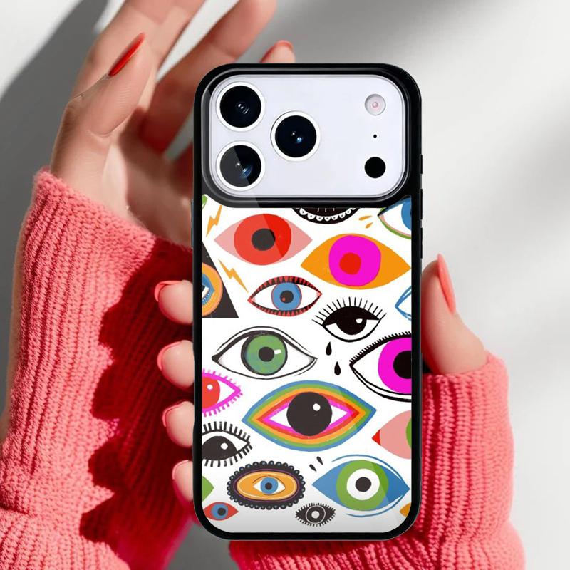 Eyes Pattern Phone Case for iPhone 17 16 15 14 13 Pro Max Back Cover for 12 11 Pro Coque