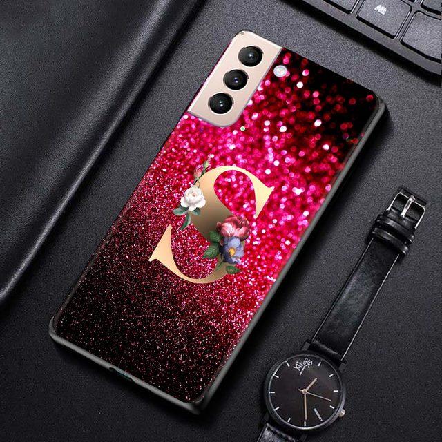 Red Retro Letter A -Z Phone Shell For Samsung Galaxy S21 S20 S10 S9 S8 Plus Ultra 5g S10lite S10e S7edge S20 S21 Fe Cover Case