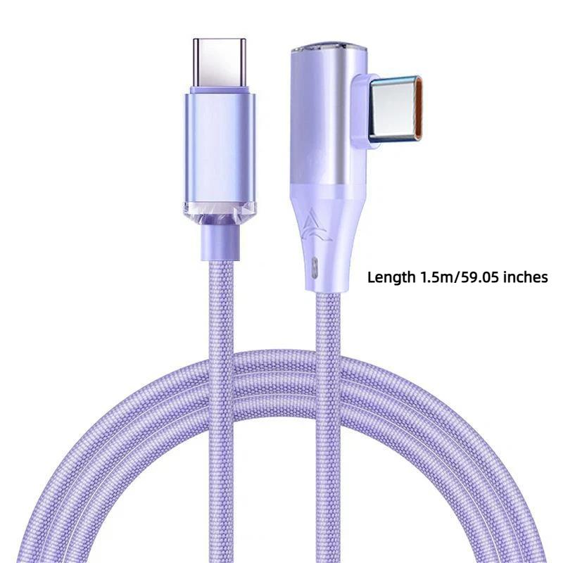 120W Super Fast Charging Cord Type C To Type C 90 Degree Elbow Cable 0.25/1/1.5/2M Length Usb C Quick Charge Phone Cables