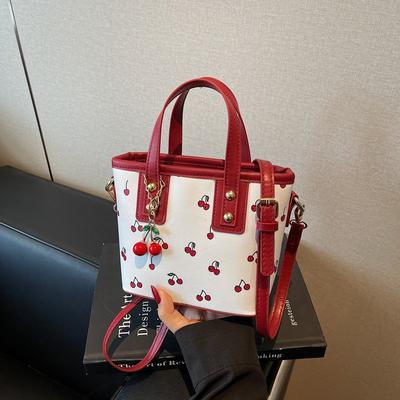 2025 New Cherry Portable Fashion Bag Handbag Large Capacity Cute Shoulder Tote Bucket
