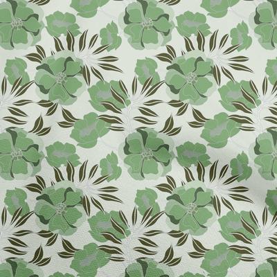 Cotton Flex Green Fabric Floral Retro Sewing Material Print Fabric By The Yard 40 Inch