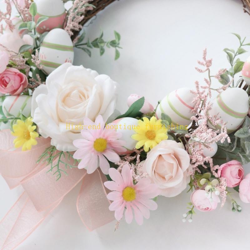  Artificial Flower Wreath for Easter Front Door Window Wall Hanging Decoration