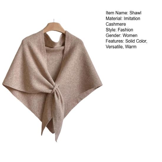 Women Knitted Shawl Wrap Scarf Solid Color Comfortable Cardigan Cape Imitation Cashmere Shoulder Tops Sweater