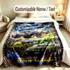 Monster Truck Theme Custom Blanket Personalized Name & Text Customized Soft Warm Throw Blanket Home Decor