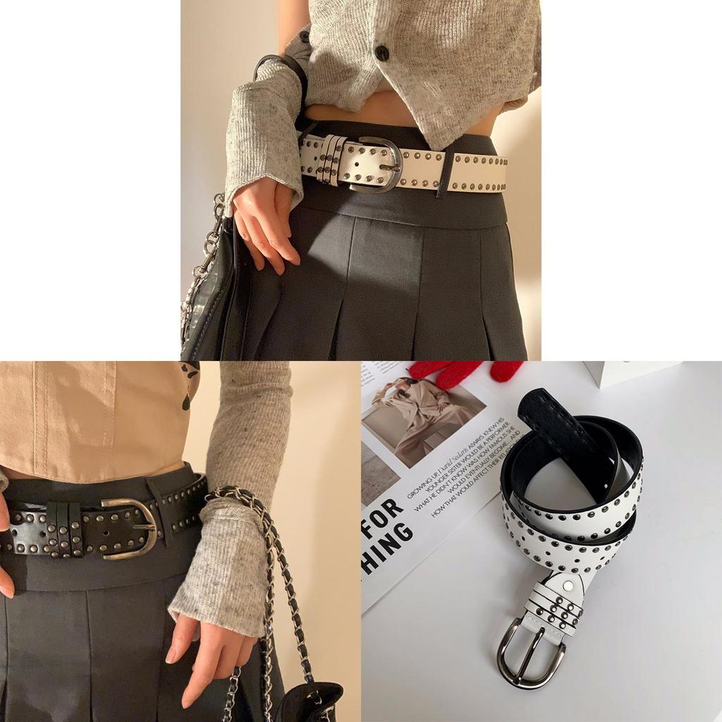 Street Punk Pu Leather Belt For Women And Men Summer 2024 With Metal Pin Buckle