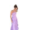 Lila Träger-Einschulter-Maxikleid mit Rüschen und Schlitz