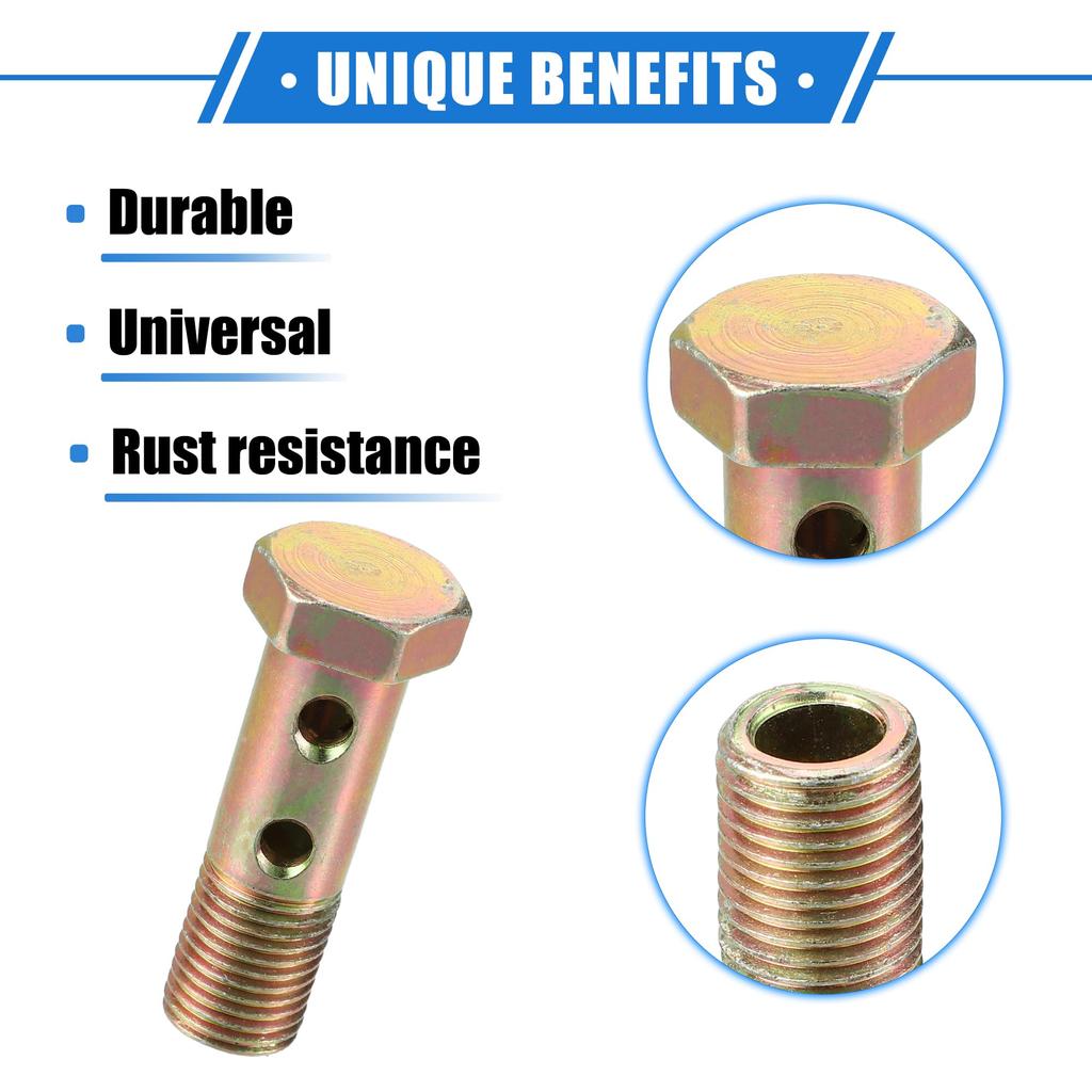 VekAuto Double Banjo Bolt Kit M14x1.5 51mm Length Metric Thread Turbo Brake Line Fitting