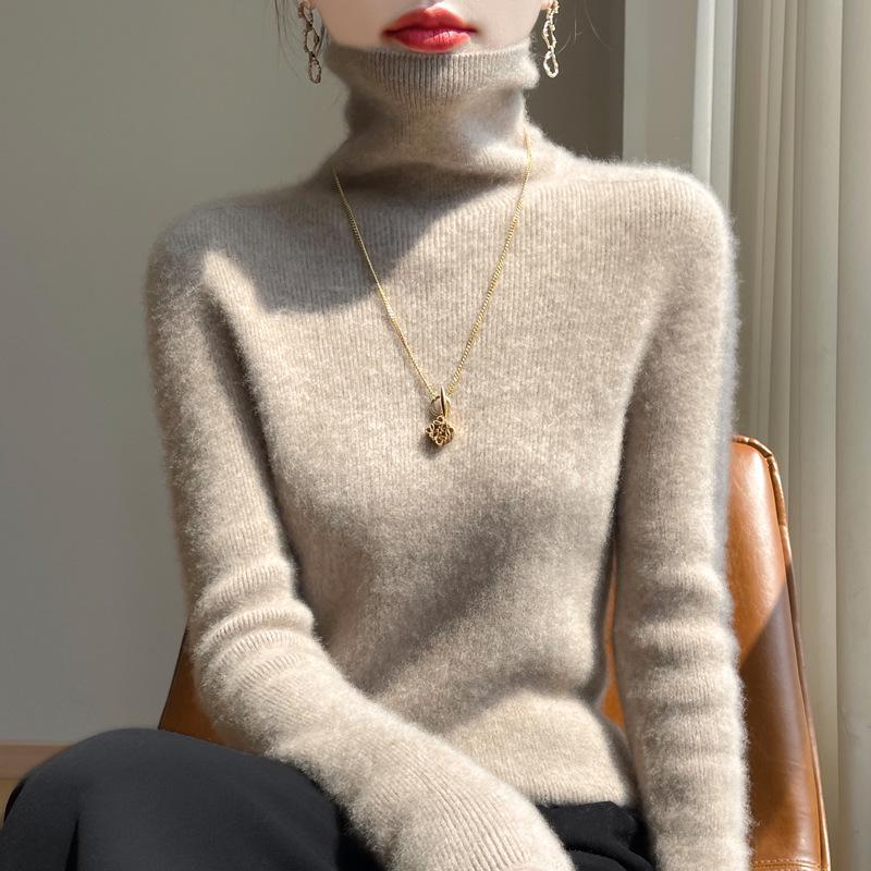 

Корейский облегающий трикотажный свитер с высоким воротником, женская осенняя коллекция XXL