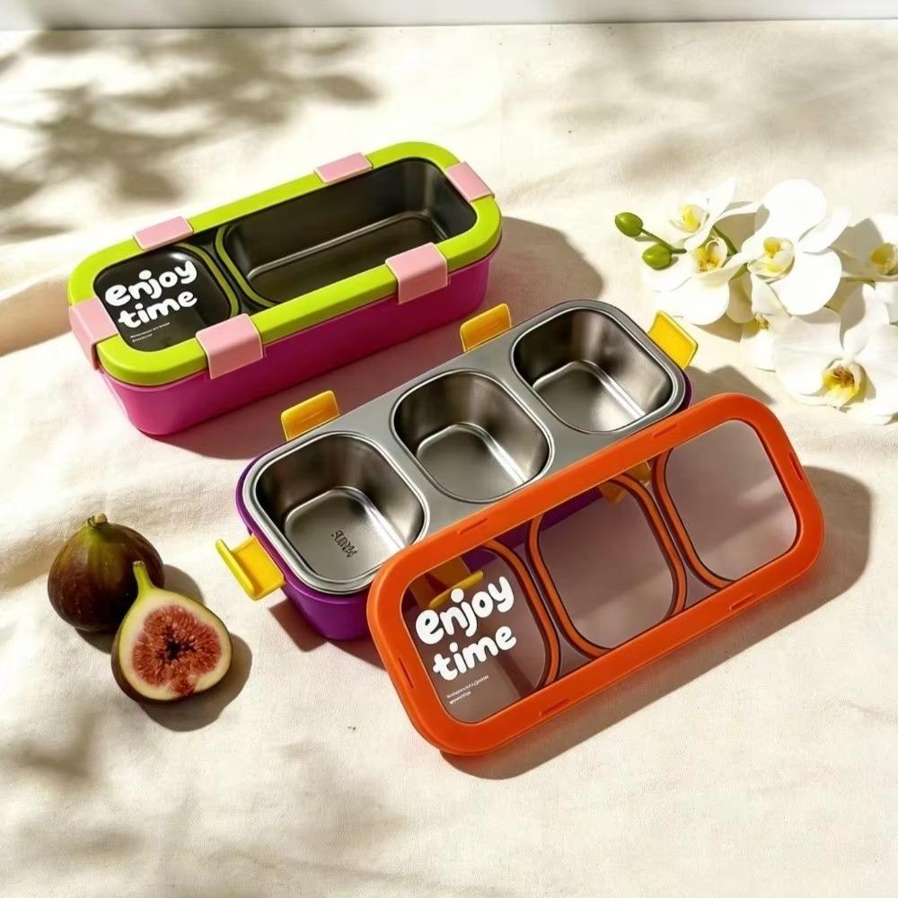 Eco Friendly Stainless Steel Lunch Box Removable Divided Lunch Box Travel Food Tray  Picnic