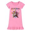 M1197 Kids Girls Kpop Rumi Zoey Mira Print Short Sleeves Ruffle Dress