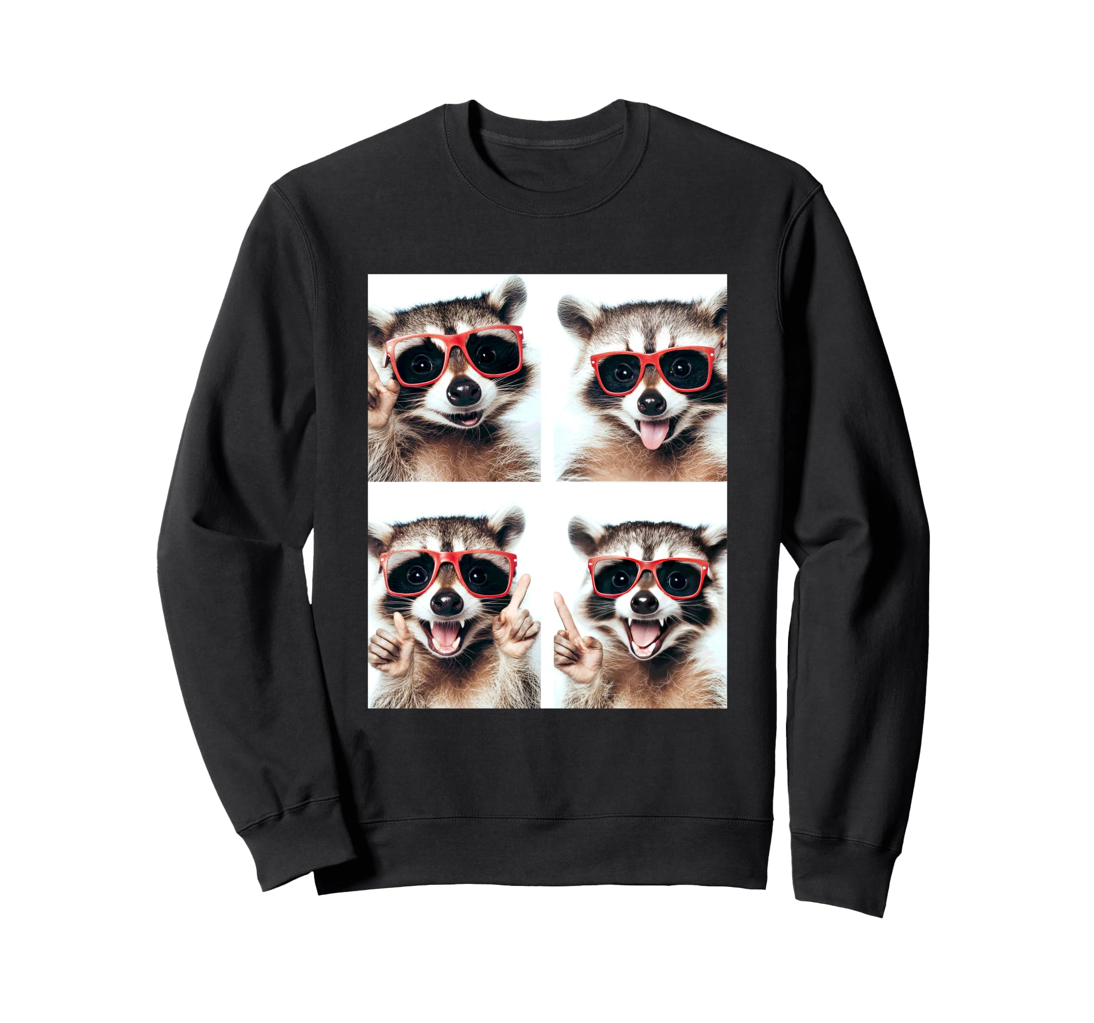 

Raccoon sunglasses fun expression sweatshirt чорний