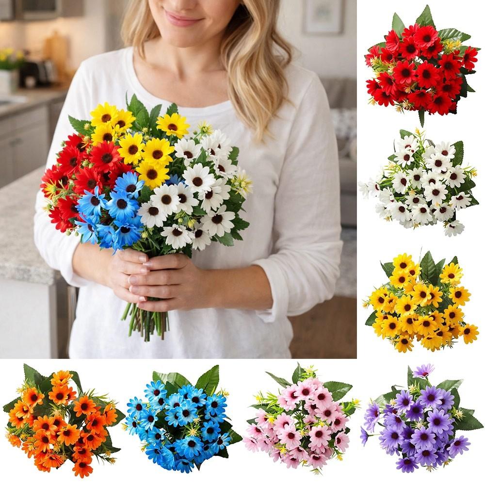 Fashion 20 Heads Artificial Flowers DIY Flower Silk Daisies Bouquets Realistic Multicolor Fake Flowers Party Decor