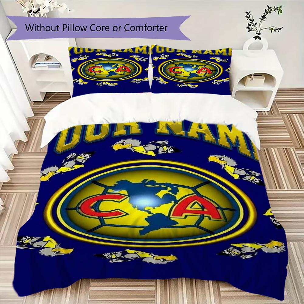 Custom Name Club America Pattern Bedding Uilt Set Uilt Cover Pillowcase Home Decoration Birthday Gift (1*duvet Cover+2*pillowcase Without Core)