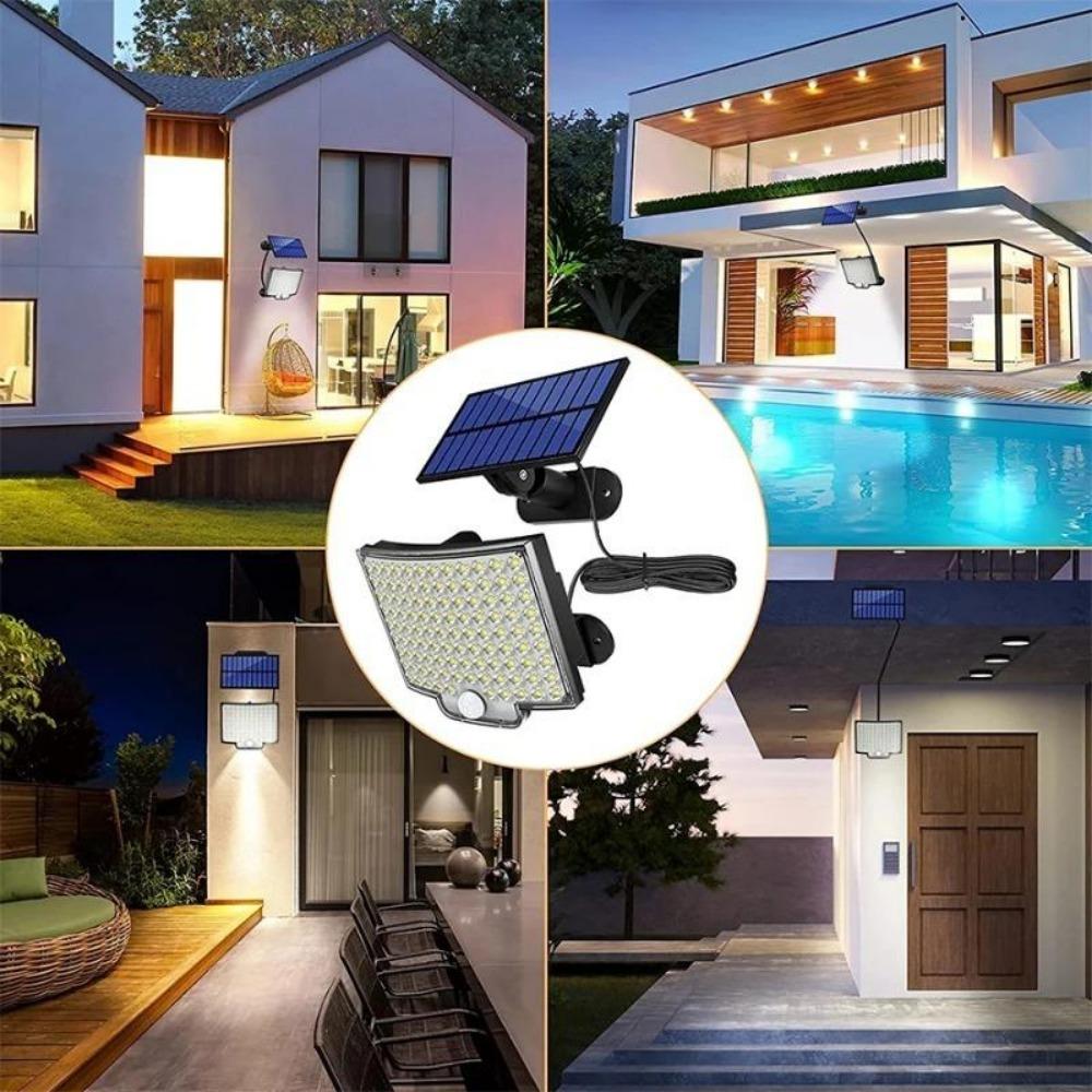 228LED Solar Light Outdoor Waterproof with Motion Sensor Floodlight Remote Control 3 Modes for Path Patio Garage Backyard Street