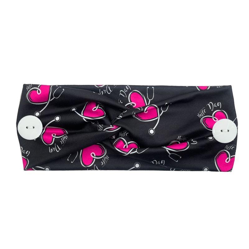 Women Nurse Headbands with Button Wide Headbands for Mask Non Slip Elastic Ear Protection Gift for Doctors Sweatband Hairband