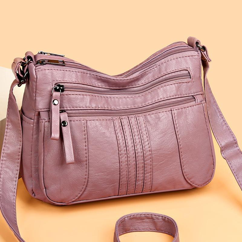 New Flow Women's Bag Fashionable and Simple Shoulder Bag Soft Leather Multi-pocket Lady Mother Bag