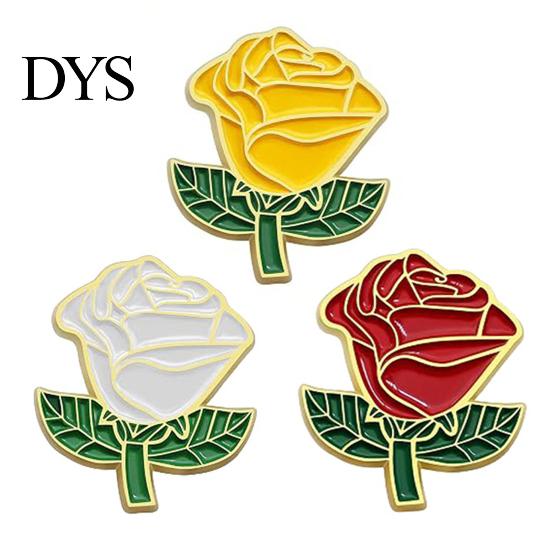 Flower Clothing Accessory Enamel Rose Brooch Pin, Metal Floral Lapel Pin for Dainty Jewelry Men Women, Hats Bags Scarves Clothes Decorative