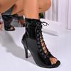 Summer Fish Mouth Rear Zipper Cool Boots Women's Thin Heel Sexy High Heel Sandals 43