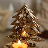 European Wrought Iron Christmas Candlestick Golden Hollow Five-pointed Star Table Decoration