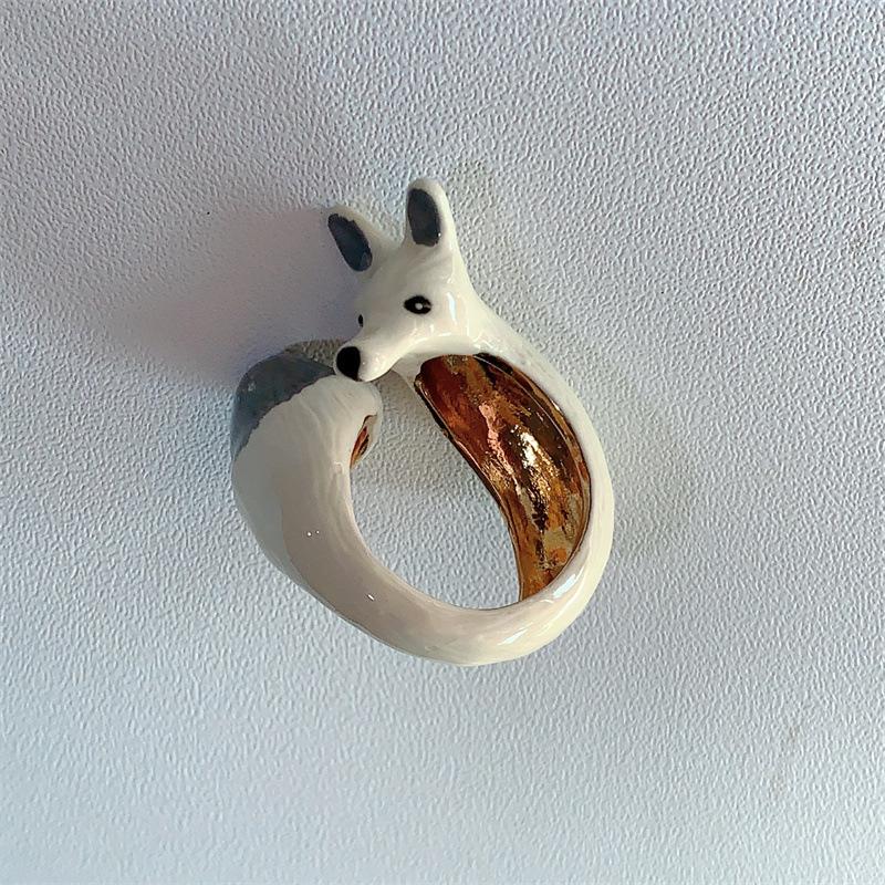 Exaggerated Enamel Drip Glaze Animals Large Ring Pig Bull Head Elephant Massive Rings Y2K Punk Jewelry Gift For Women
