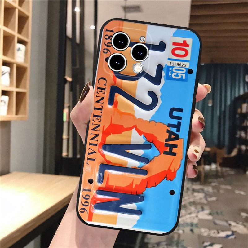 Phone Case For iPhone 17 Pro Max Air 16 15 14 13 Pro Max 15 16 Pro 15Plus SE Retro License Plate  Mobile Phone Case Funda