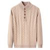 Men's Stand Collar Four-Button Jacquard Wool Sweater, Winter 2025 Fashion for Young and Middle-Aged, Casual Base Layer