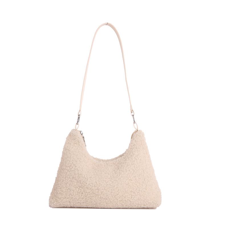 

Light Luxury Small Bag Women S Fashion Retro Plush Shoulder Messenger Bag Work Commuter Armpit Bag белый
