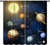 Solar System Window Curtains, Outer Space Space Astronaut Galaxy Window Treatments for Kids Boys Girls Bedroom Living Room