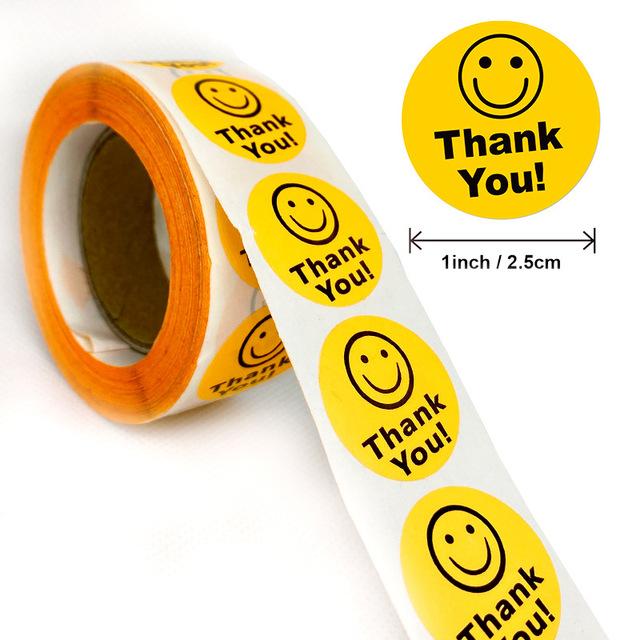 Rotolo Adesivo 500 Pezzi Giallo Tradizione Felice Sorriso Viso - Foto 11