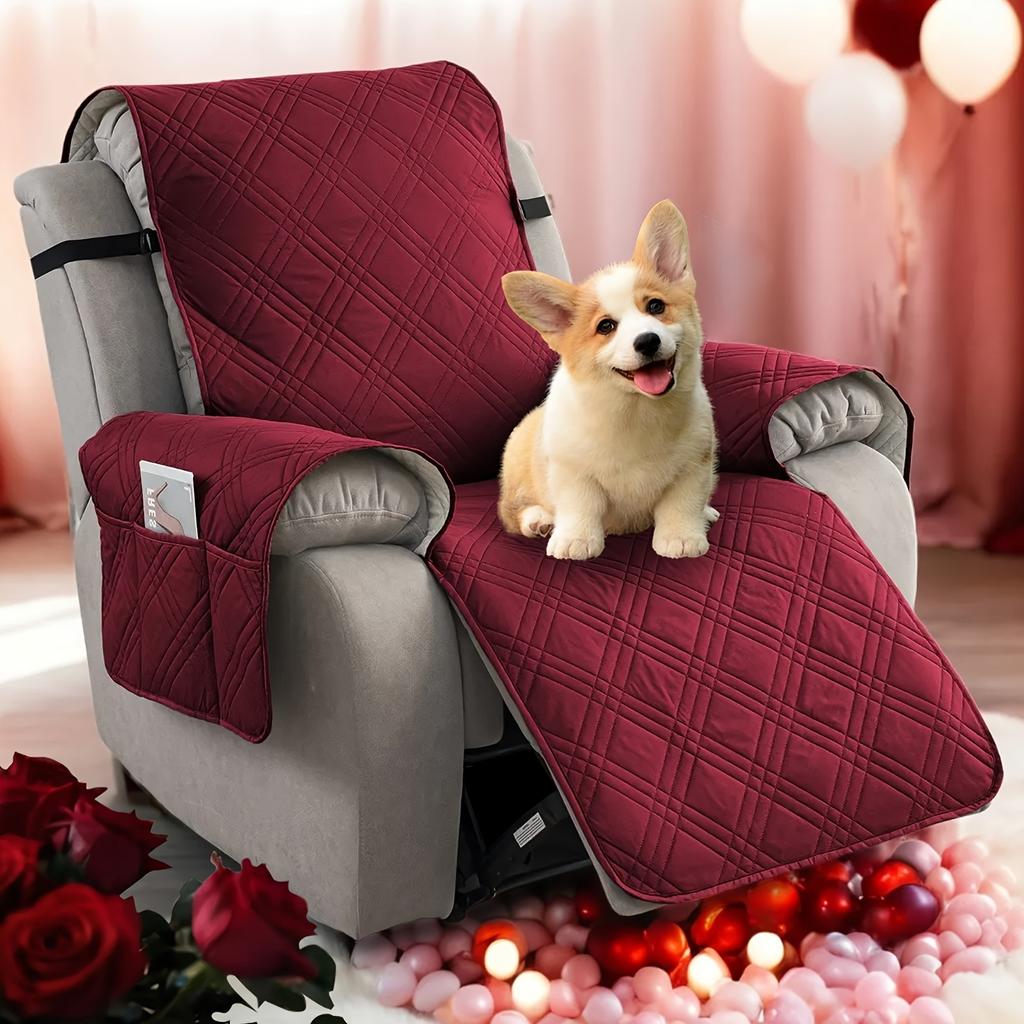 Waterproof Recliner Cover, Non-slip Recliner Cover with Pockets, Pet Scratch-proof Sofa Cover, Washable Furniture Protective Film, Easy To Install