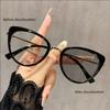 Cat's Eye Myopia Trendy Metal Retro High-end Non-face Light-sensitive Color-changing Mirror Myopia Glasses 038