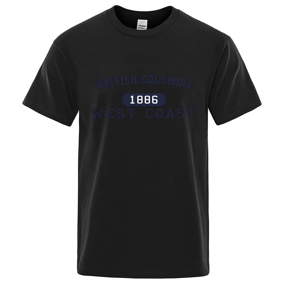 British 1886 West Coast Letter Tshirt Men Women Fashion Clothes Tshirt Hip Hop T-Shirt Cotton Short Sleeve 80552