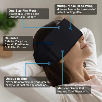 1pc Multipurpose Cooling Gel Headband For Headache Migraine, Neck Ice Pack, Gel Eye Mask For Puffy Eyes, Hangover, Tension And S