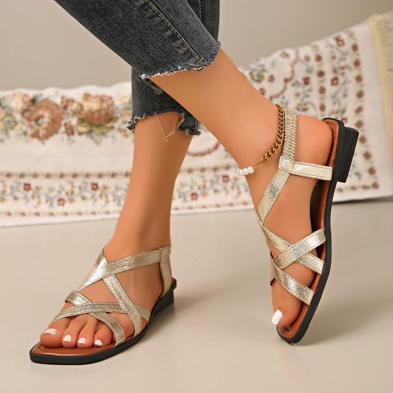 

Block Heel Sandals Women s Fashion Square Toe Open Toe Cross Slim Strap Soft Slip Shoes for Women 35 шампанского