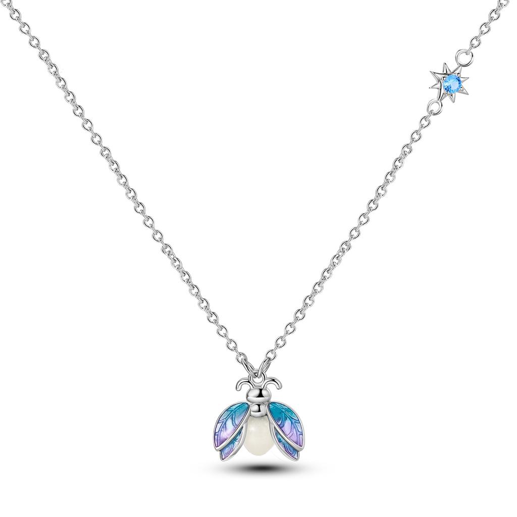 Original Copper Luminous Firefly Charm Earring Ring Necklace Jewelry Set For Woman Fit Jewelry Diy