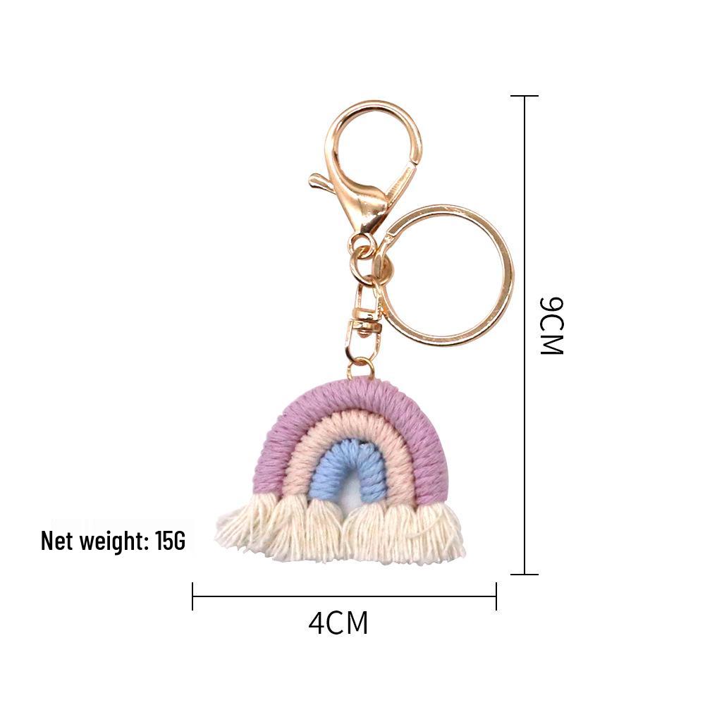Nordic Rainbow Woven Tassel Keychain Pendant - Ethnic Style Ornament for Bags & Cars
