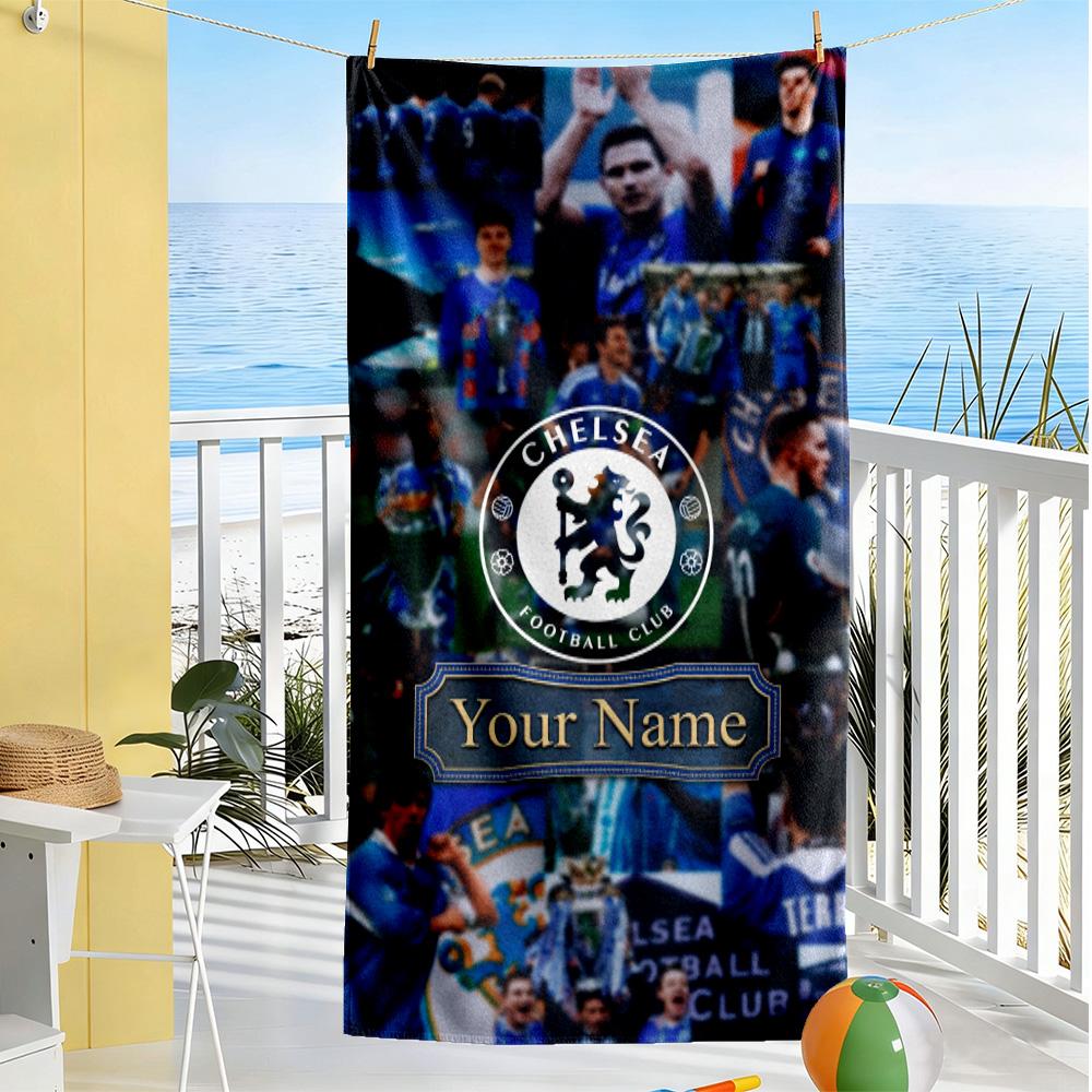 Chelsea Fc Football Player Customized Name Beach Towel Super Soft & Absorbent Suitable for Sports Travel Swimming Yoga Bathroom Beach And Pool