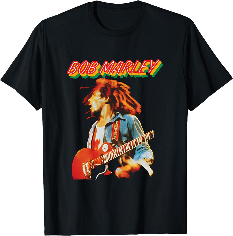 Bob Marley Live! Guitar T-Shirt, 50th Anniversary of Live!, Gift For Fans Unisex T-Shirt M