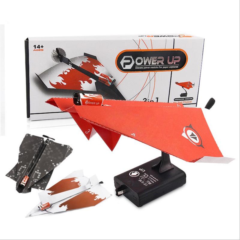 Airplane Rc Folding Paper Model Diy Motor Power Red Rc Plane Power Kids Boy Toy