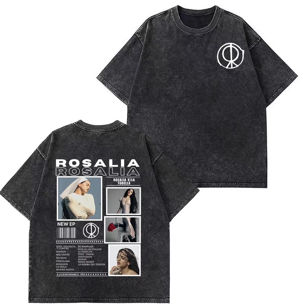 Rosala LUX TRACKLIST TEE Album Tour Vintage Washed Tshirt Men Women Short Sleeve Cotton Aesthetic Tshirts Casual Tshirts