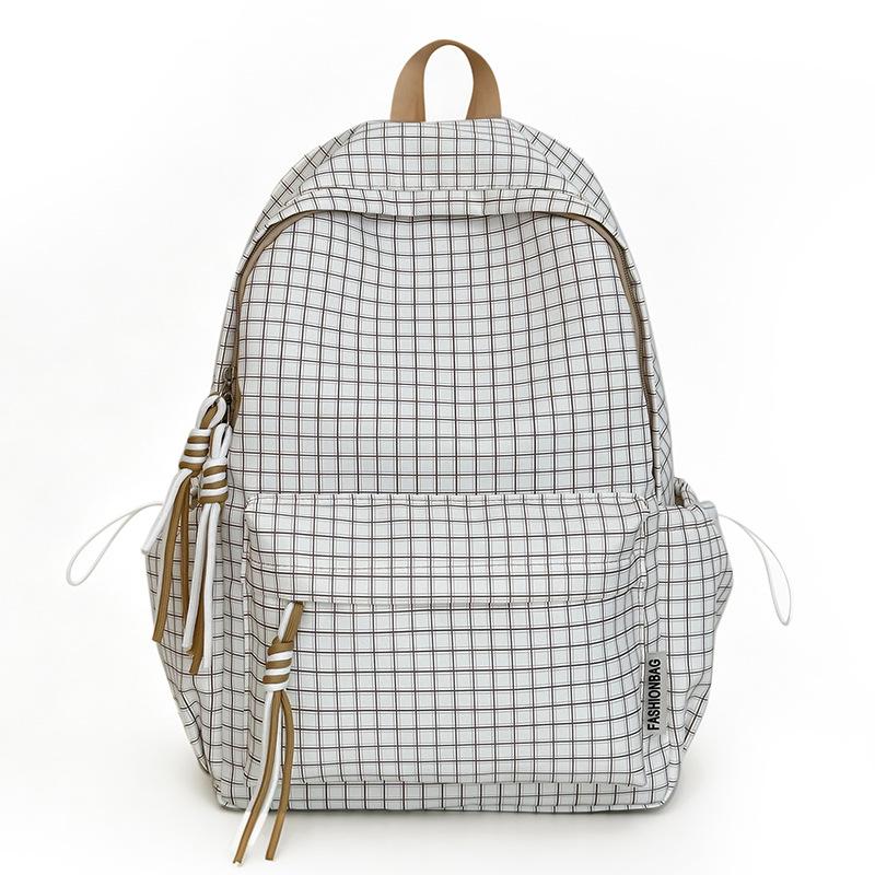 Schoolbag Retro Hong Kong Style Plaid Junior High School Female Students Lightweight College Style Schoolbag Female Lightweight Backpack Casual