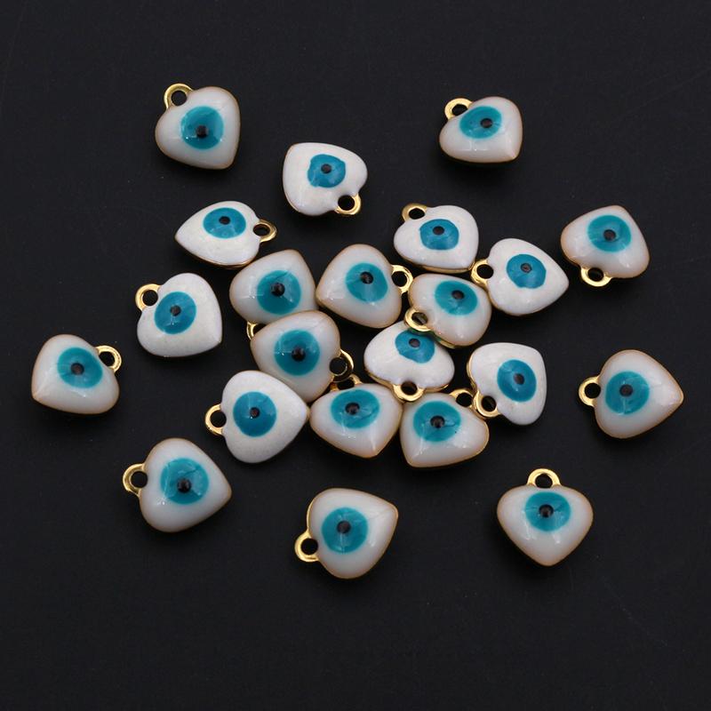 20pcs 9x8mm Enamel Evil Eyes Heart Charms Pendant Stainless Steel DIY Jewelry Making Accessories Findings Bracelet Earrings