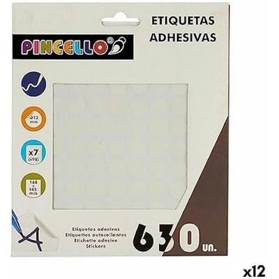 Adhesive Labels - PINCELLO - Ø 13 Mm - White - 12 Units - Multicolor
